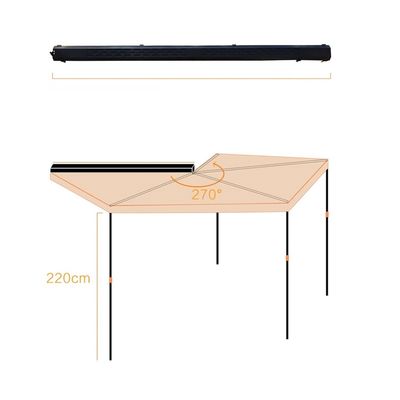 Premiere Car Fitment 2.5m Hard Case 270 Grade Awning con LED Made in Aluminium Shell